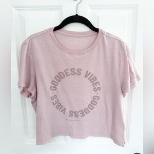Spiritual Gangster Pink Goddess Vibes Crop Tee Size Medium